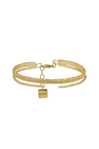Gold Plated Cuff In Brass by Antarez Jewels