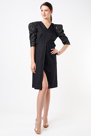 Black Embellished Dress by Anuja Banthia