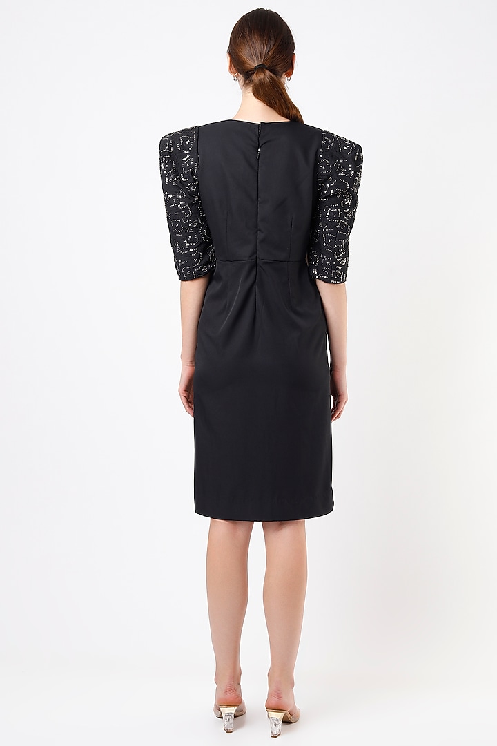 Black Embellished Summer Dress by Anuja Banthia at Pernia's Pop Up Shop