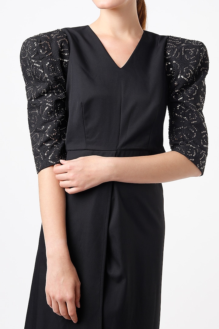 Black Embellished Summer Dress by Anuja Banthia at Pernia's Pop Up Shop