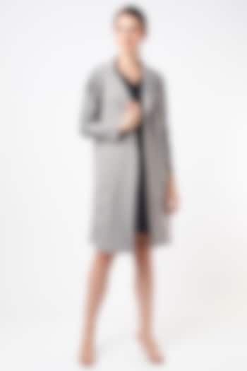 Grey Embellished Trench Coat With Inner by Anuja Banthia
