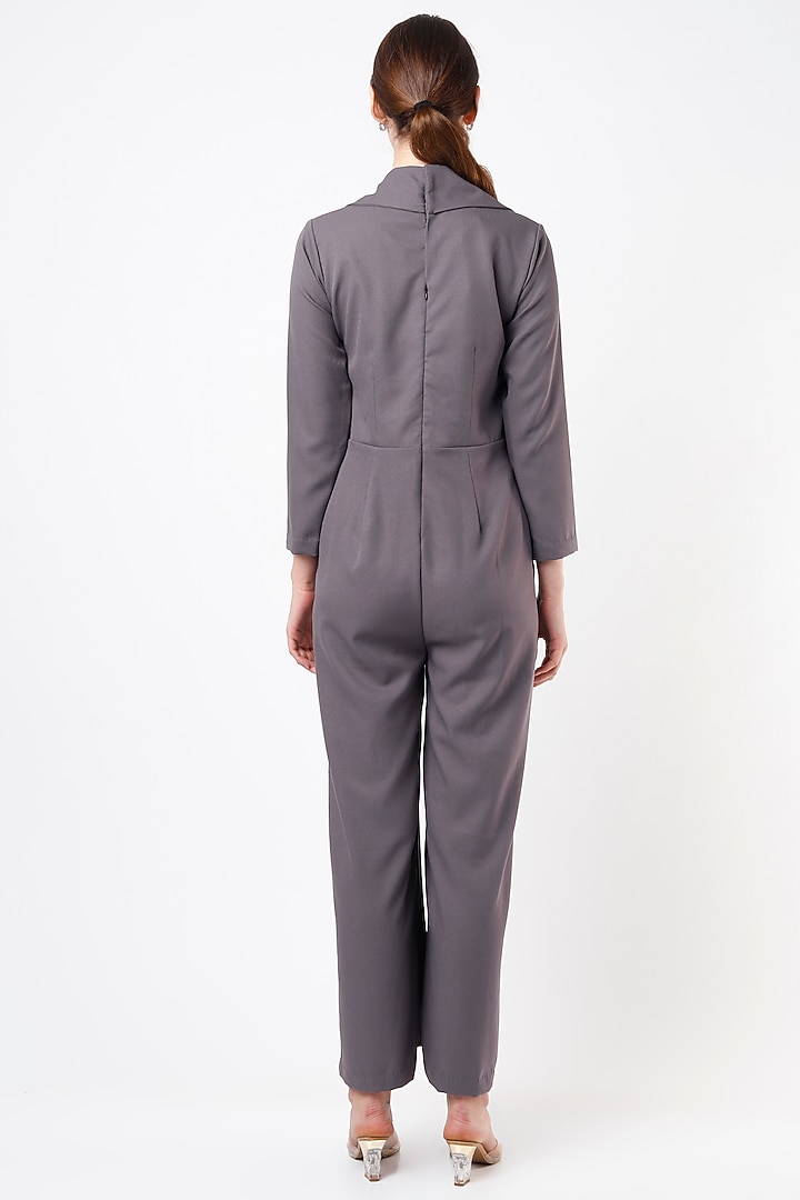 Grey Embellished Blazer Jumpsuit by Anuja Banthia at Pernia's Pop Up Shop