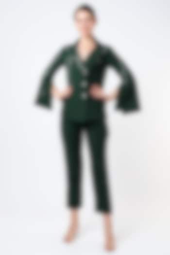Bottle Green Ankle-Length Pant Set by Anuja Banthia at Pernia's Pop Up Shop