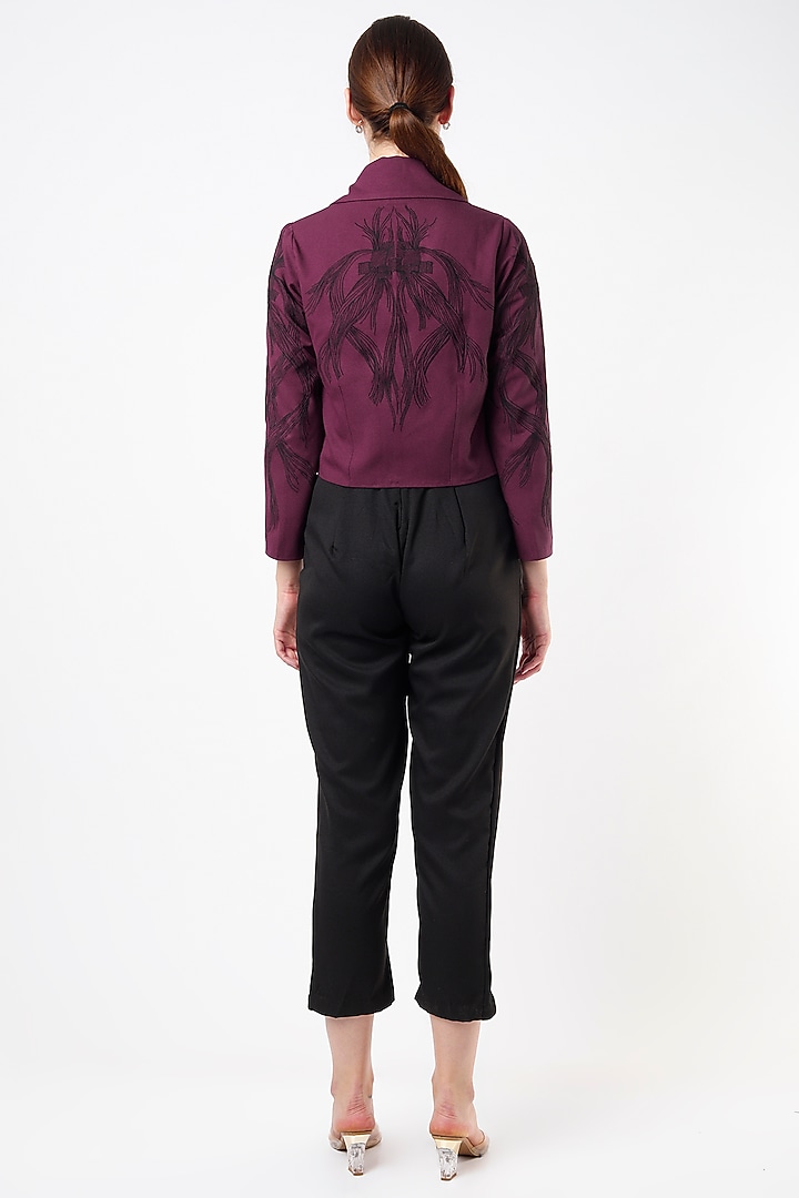 Black Jumpsuit With Embellished Jacket by Anuja Banthia at Pernia's Pop Up Shop