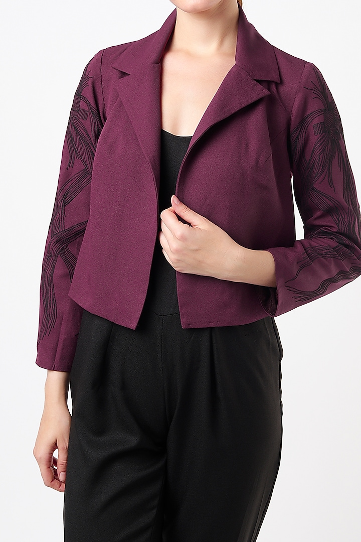 Black Jumpsuit With Embellished Jacket by Anuja Banthia at