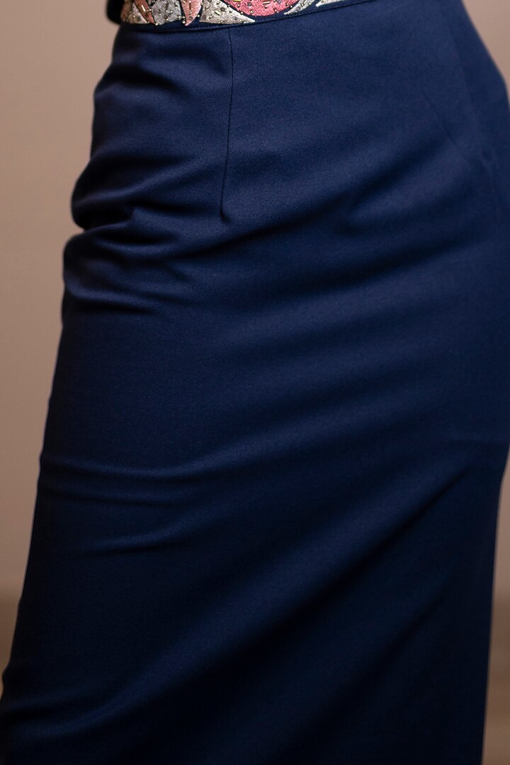 Cobalt Blue A-Line Pleated Skirt Set by Anuja Banthia at Pernia's Pop Up Shop