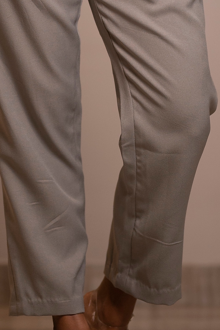 Smoke Grey Alpha Crepe & Organza Blazer Set by Anuja Banthia at Pernia's Pop Up Shop
