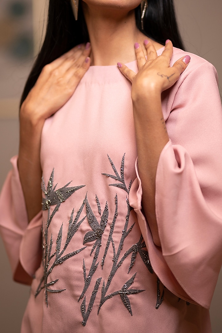 Flamingo Pink Embroidered Summer Dress by Anuja Banthia at Pernia's Pop Up Shop