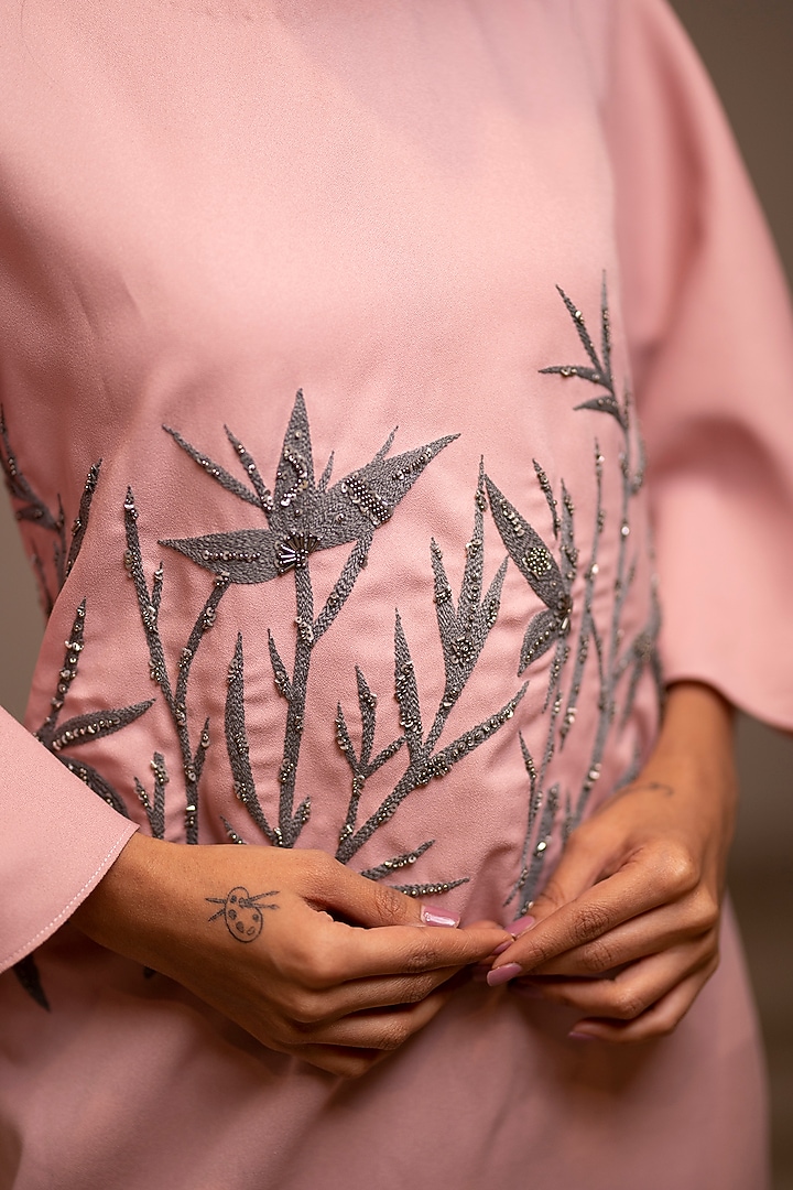 Flamingo Pink Embroidered Summer Dress by Anuja Banthia at Pernia's Pop Up Shop