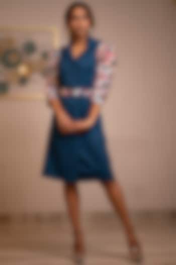 Aegan Blue Embellished Blazer Summer Dress by Anuja Banthia at Pernia's Pop Up Shop