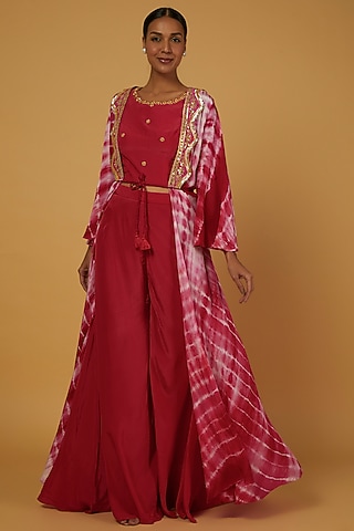 Blush Pink Printed Jacket Set by Anuja Banthia