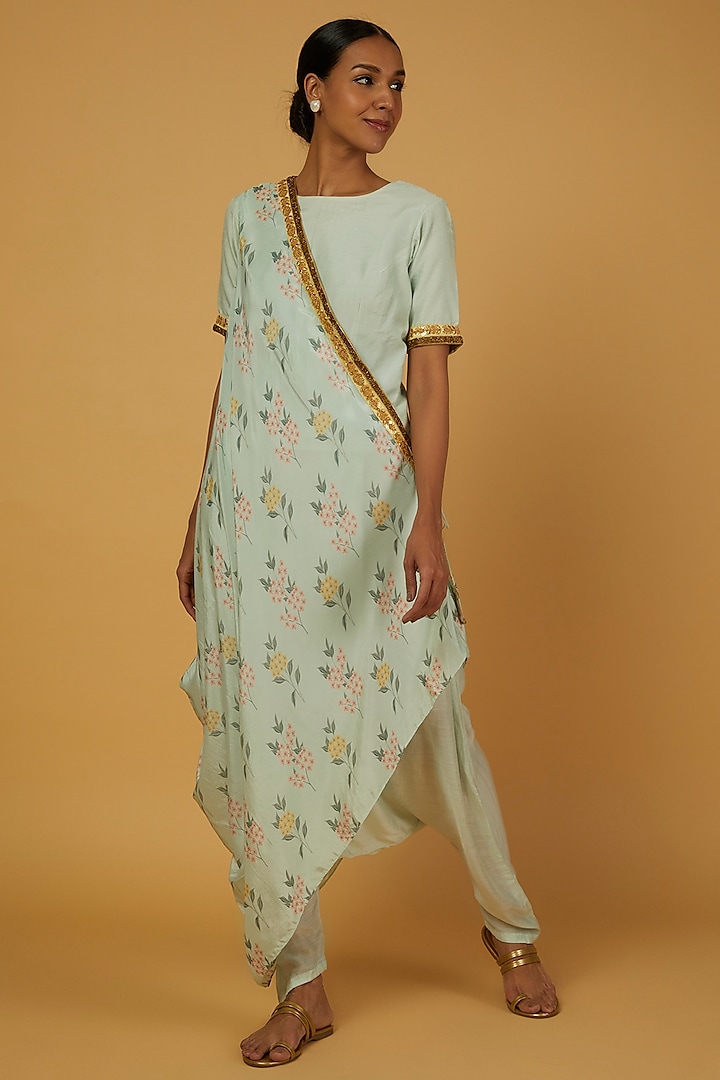 Mint Green Modal Dhoti Set by Anuja Banthia at Pernia's Pop Up Shop