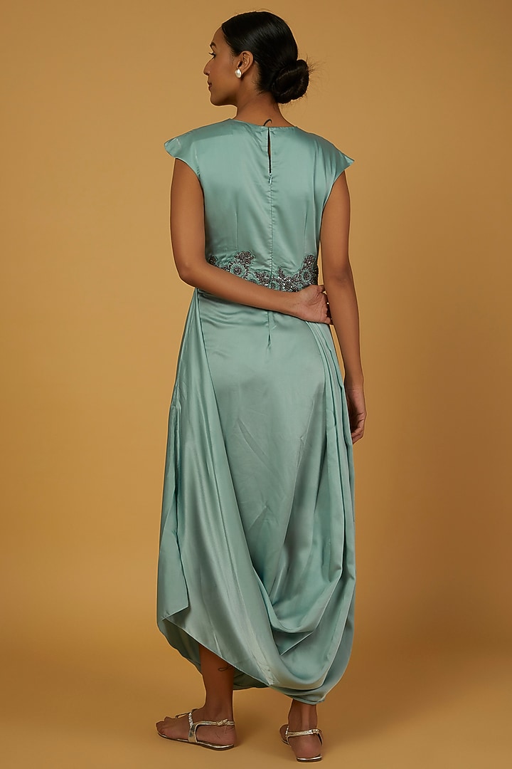 Sky Blue Hand Embroidered Vacation Dress by Anuja Banthia at Pernia's Pop Up Shop