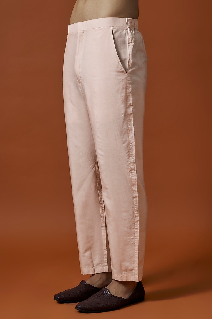 Peach Bangalori Silk Hand Embellished Bundi Jacket Set by AANURAG DALMIA at Pernia's Pop Up Shop