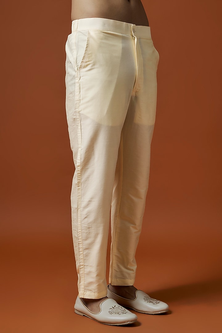 Ivory Mysore Silk Hand Embellished Kurta Set by AANURAG DALMIA at Pernia's Pop Up Shop