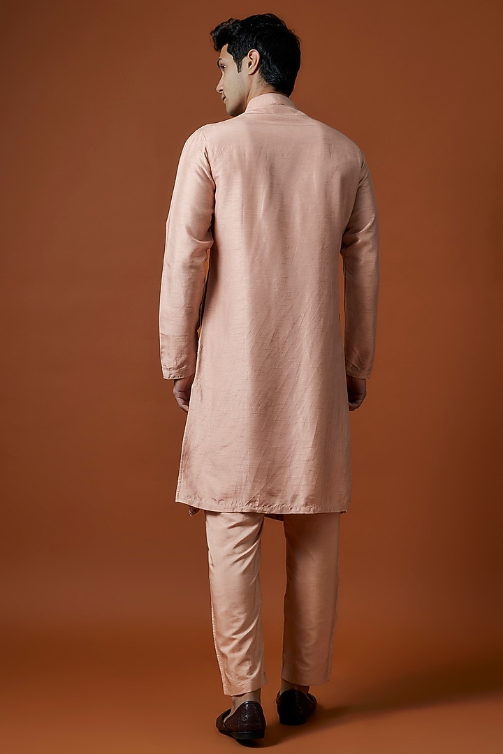 Pink Mysore Silk Hand Embellished Kurta Set by AANURAG DALMIA at Pernia's Pop Up Shop