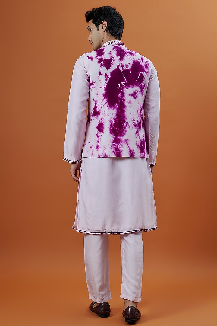 Violet Banglori Silk Hand Embellished Tie-Dye Bundi Set by AANURAG DALMIA at Pernia's Pop Up Shop