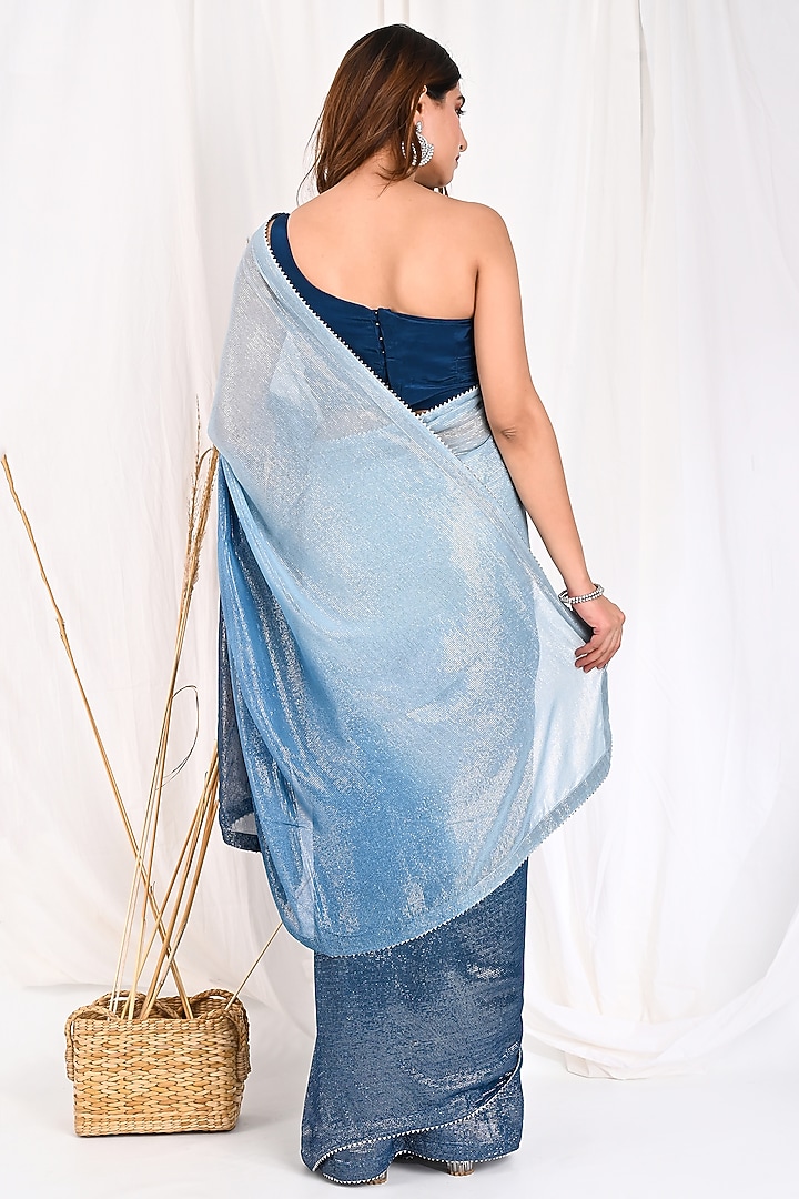 Blue Ombre Georgette Festive Saree Set by Anuki at Pernia's Pop Up Shop