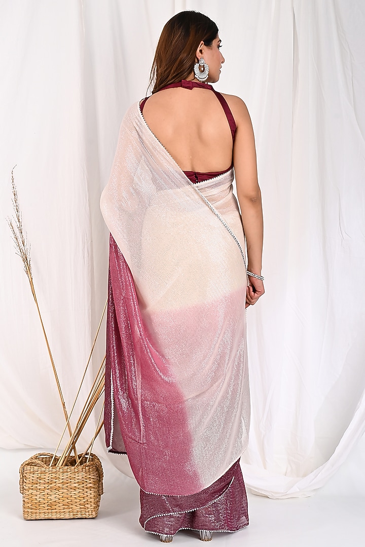 Wine Ombre Georgette Festive Saree Set by Anuki at Pernia's Pop Up Shop