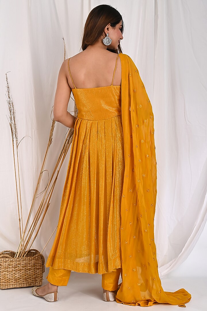 Mustard Yellow Georgette Anarkali Set by Anuki at Pernia's Pop Up Shop