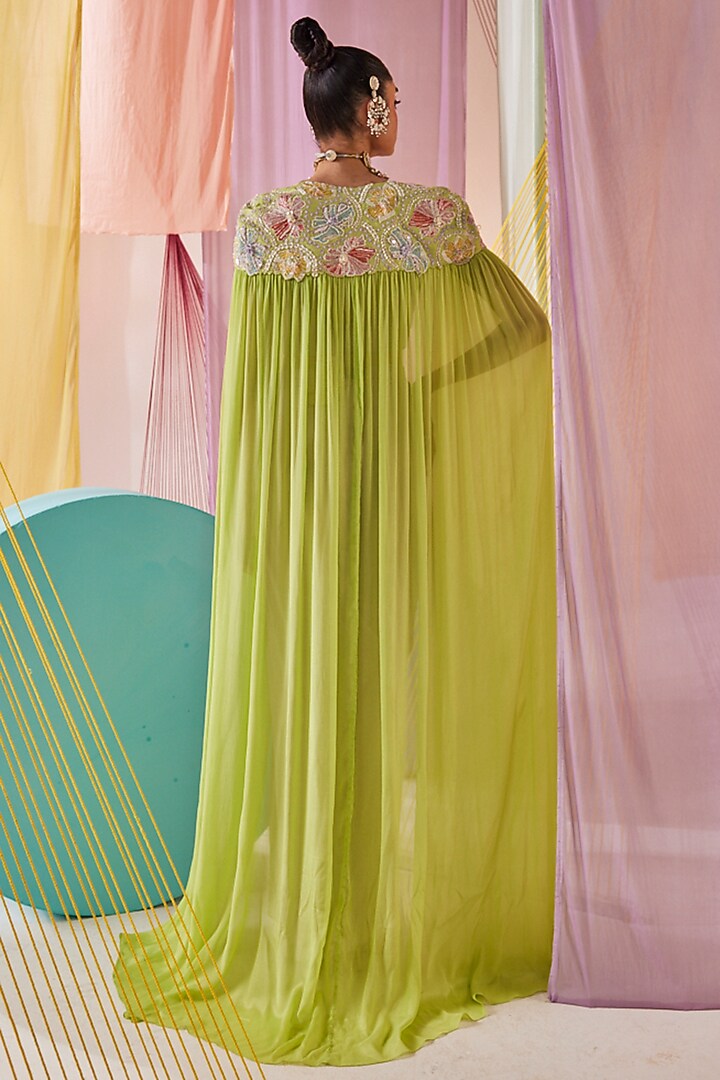 Lavender Natural Crepe Draped Skirt Set by Anu Pellakuru at Pernia's Pop Up Shop