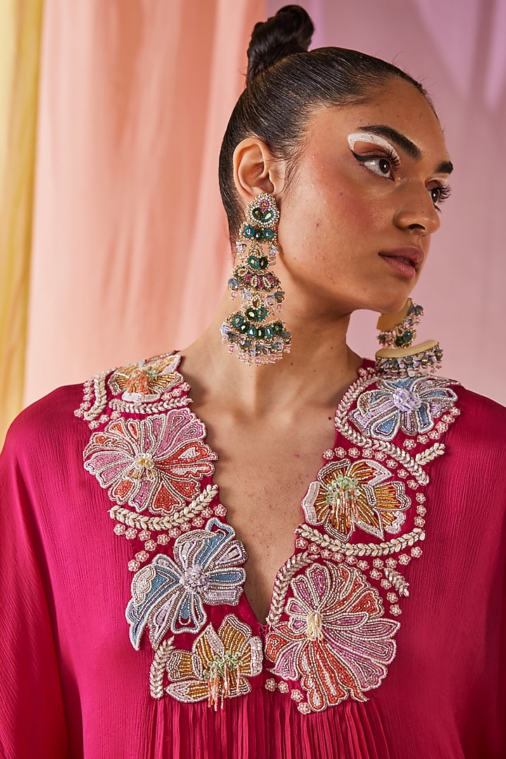 Peach Satin Chiffon Hand-Dyed Wedding Sharara Set by Anu Pellakuru at Pernia's Pop Up Shop