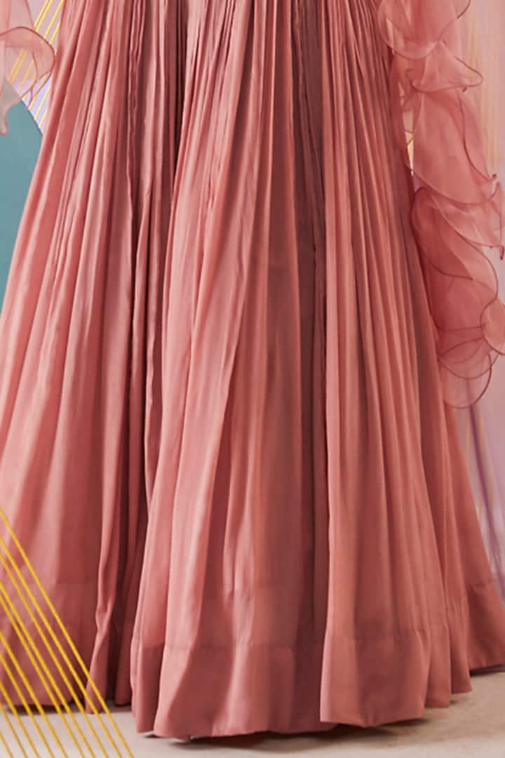 Mauve Chinon Chiffon Embroidered Wedding Lehenga Set by Anu Pellakuru at Pernia's Pop Up Shop