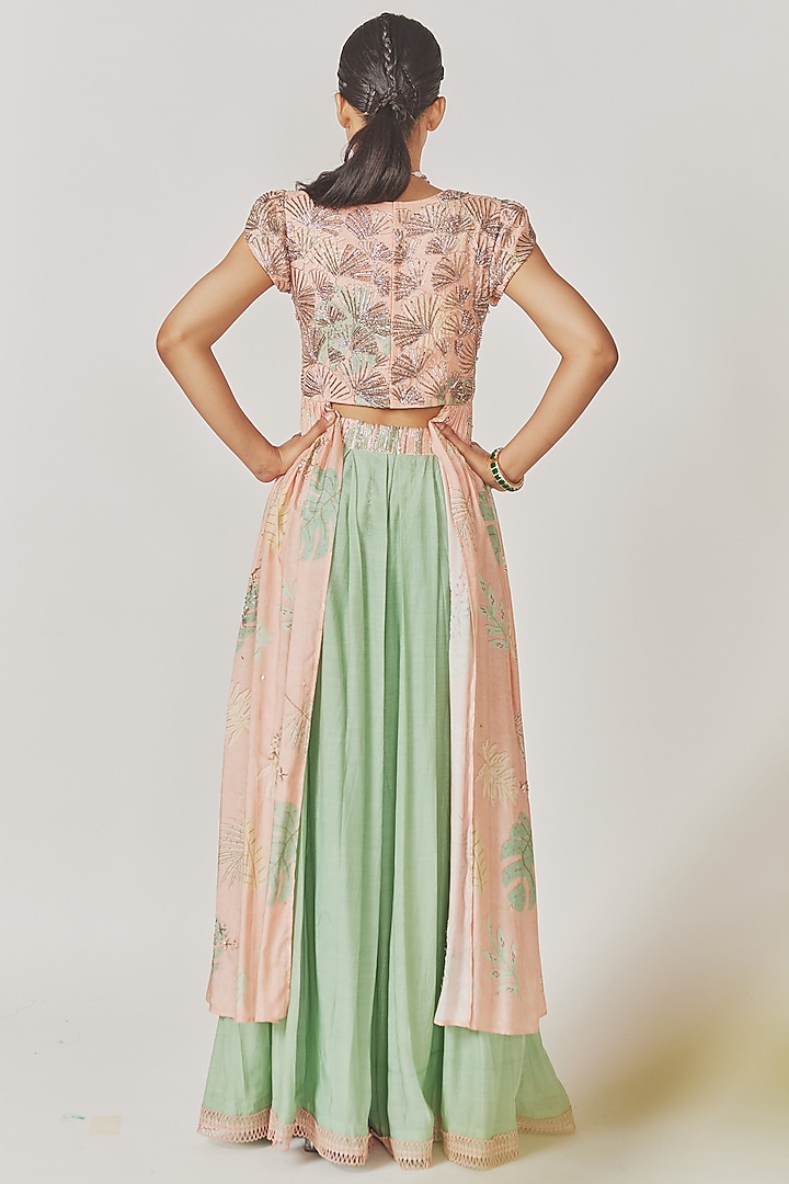 Sea Green Muslin Silk Palazzo Set by Anu Pellakuru at Pernia's Pop Up Shop
