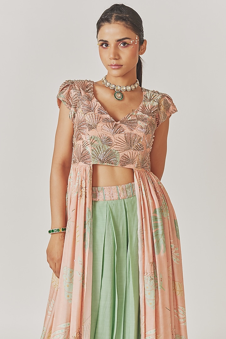 Sea Green Muslin Silk Palazzo Set by Anu Pellakuru at Pernia's Pop Up Shop