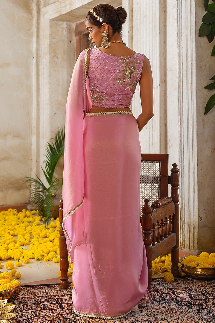 Mauve Pure Tissue Silk Wedding Saree Set by Anu Pellakuru at Pernia's Pop Up Shop