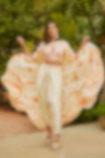 Orange Tie-Dye Printed Dhoti Set by Anu Pellakuru at Pernia's Pop Up Shop