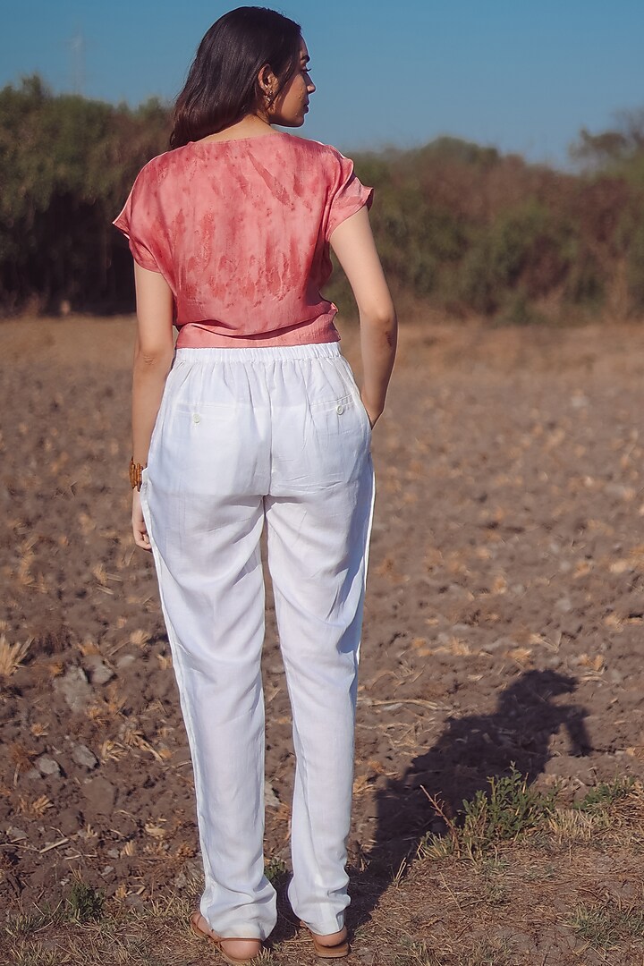 Rose Pink Printed Side Tie-Up Top by Anurav at Pernia's Pop Up Shop