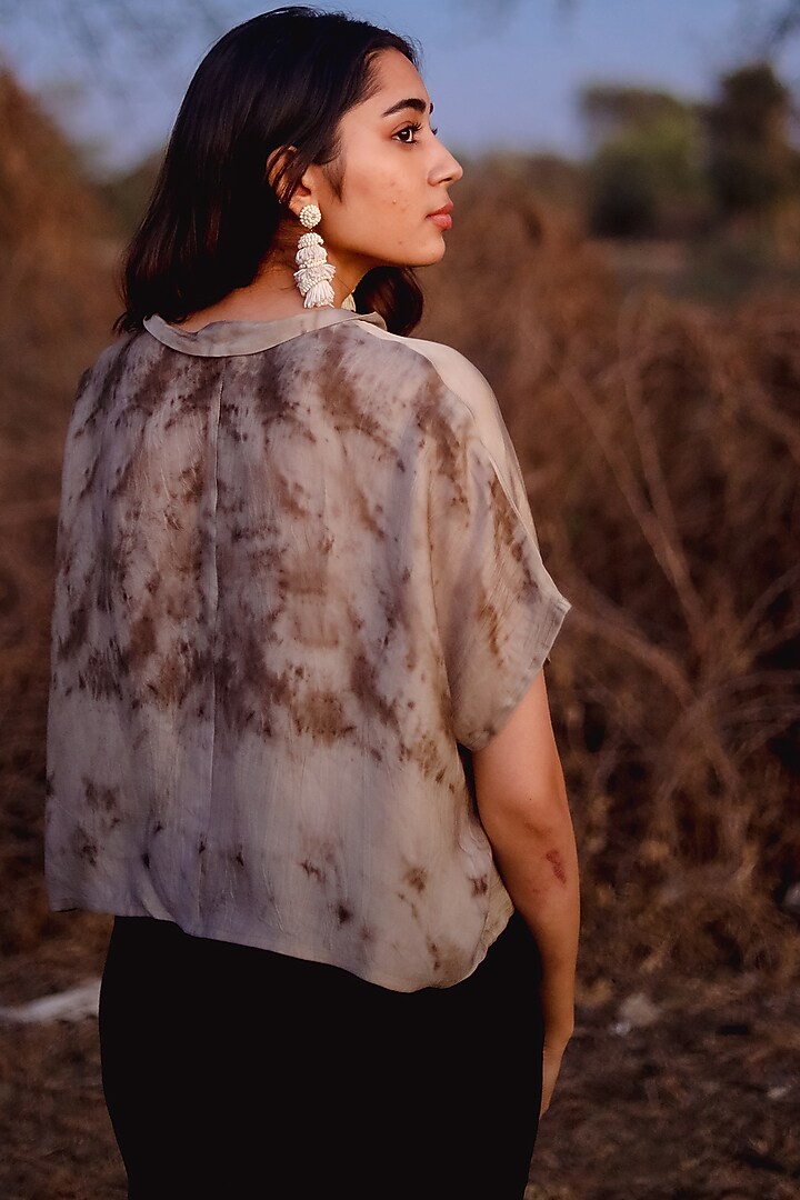 Taupe Brown Printed Box Shirt by Anurav at Pernia's Pop Up Shop