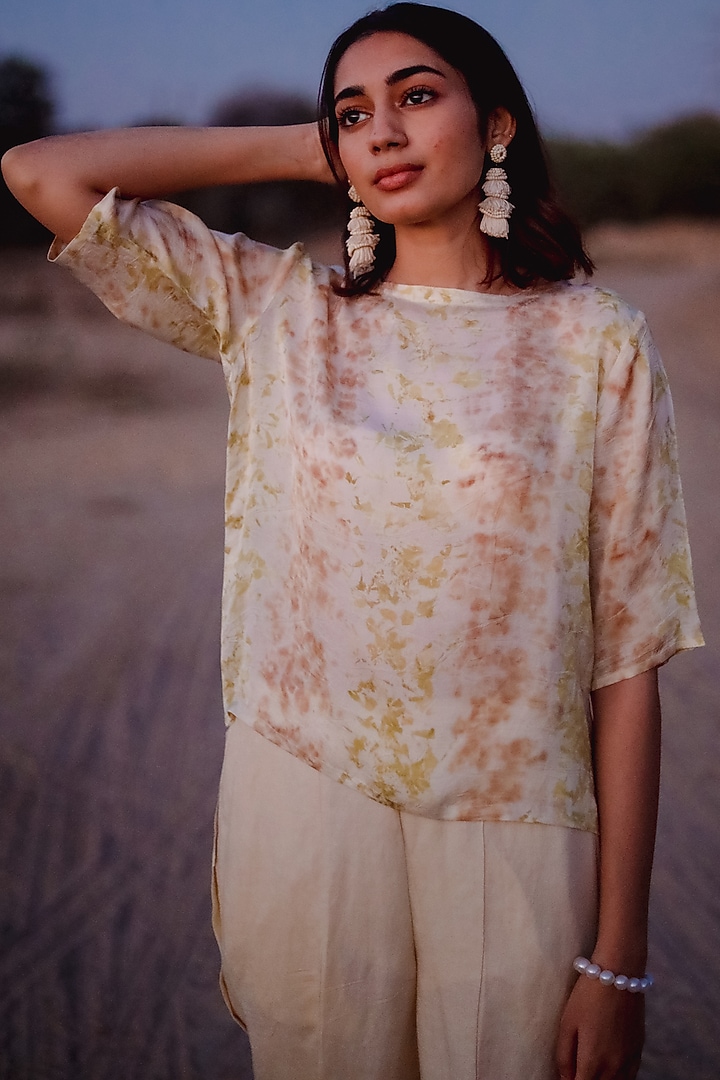 Beige Printed A-Line Top by Anurav at Pernia's Pop Up Shop