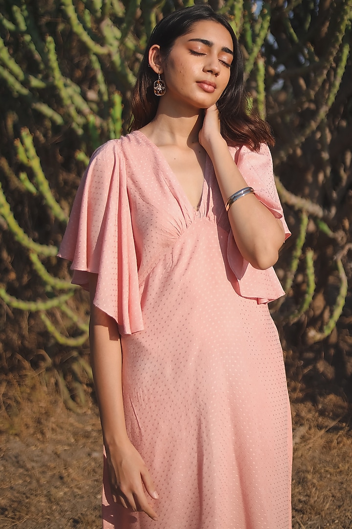 Pink Polka Dot Printed Summer Dress by Anurav at Pernia's Pop Up Shop