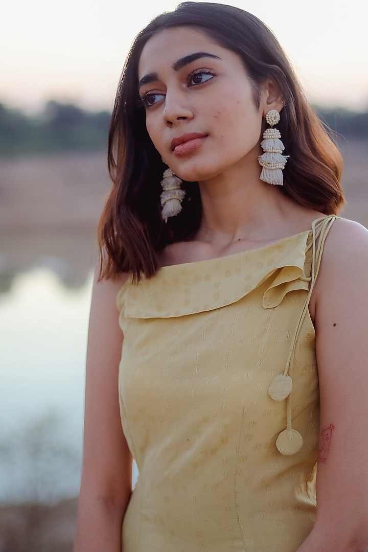 Yellow Printed Summer Dress by Anurav at Pernia's Pop Up Shop