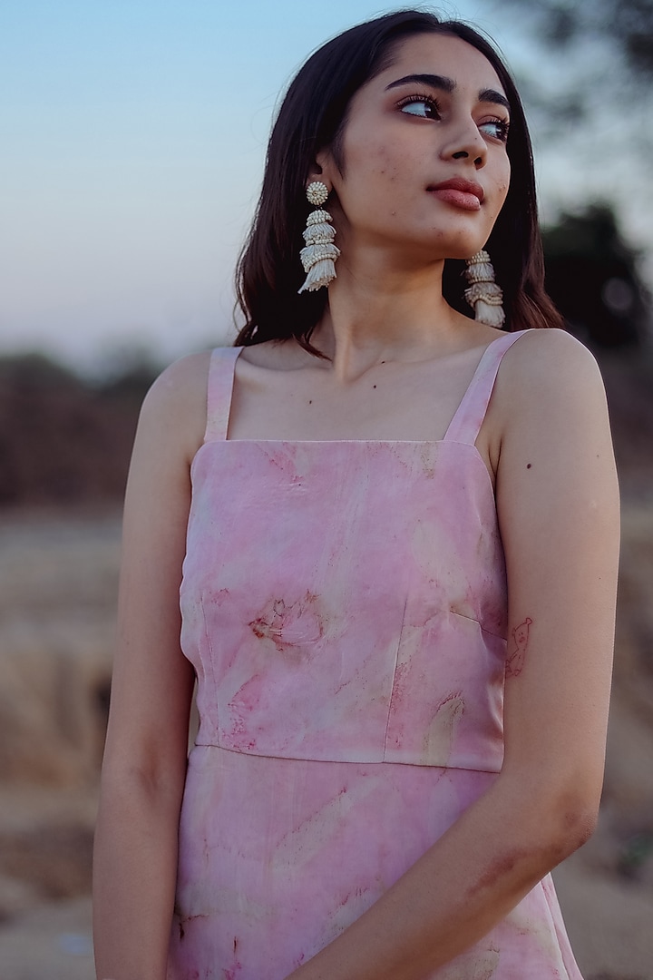 Blush Pink Hand Printed Summer Dress by Anurav at Pernia's Pop Up Shop