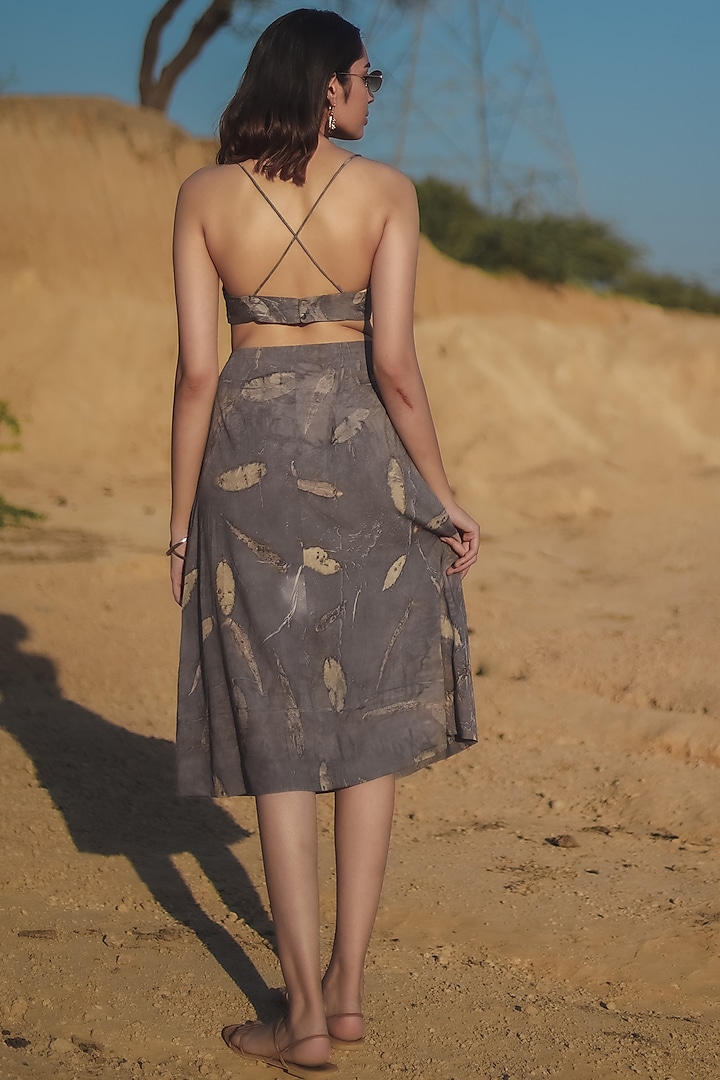 Grey Printed Crop Top by Anurav at Pernia's Pop Up Shop