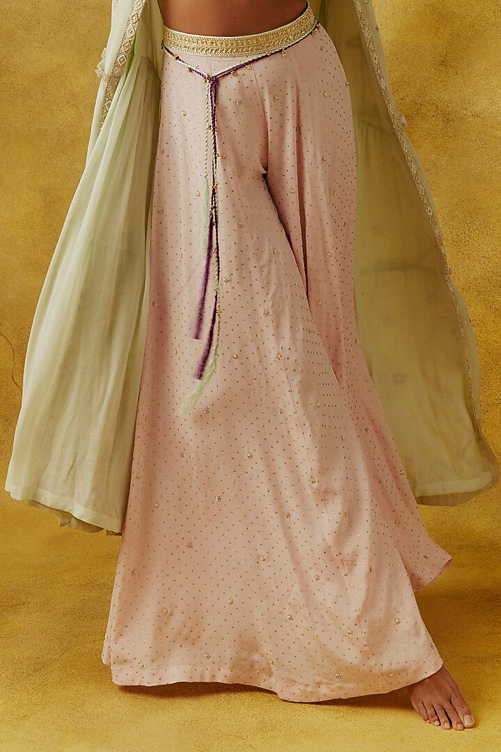 Mint Crepe Silk Thread Work Jacket Set by Anushka Khanna at Pernia's Pop Up Shop