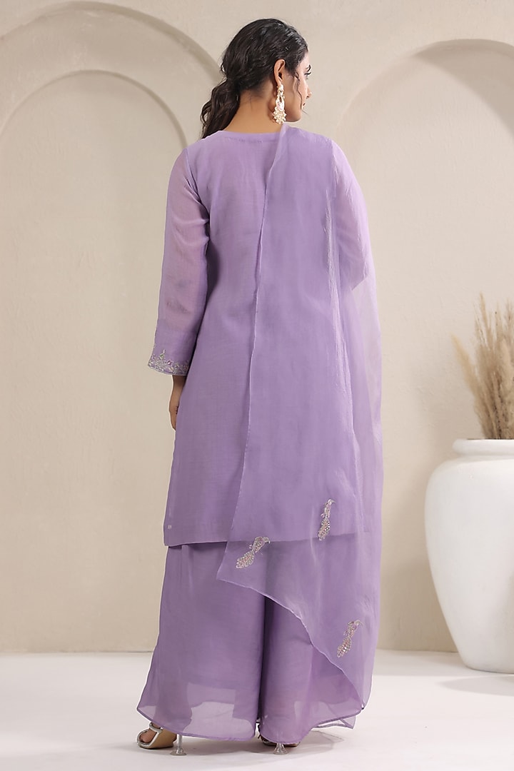 Mauve Muslin Party Wear Sharara Set by ANSHU WADHWA at Pernia's Pop Up Shop