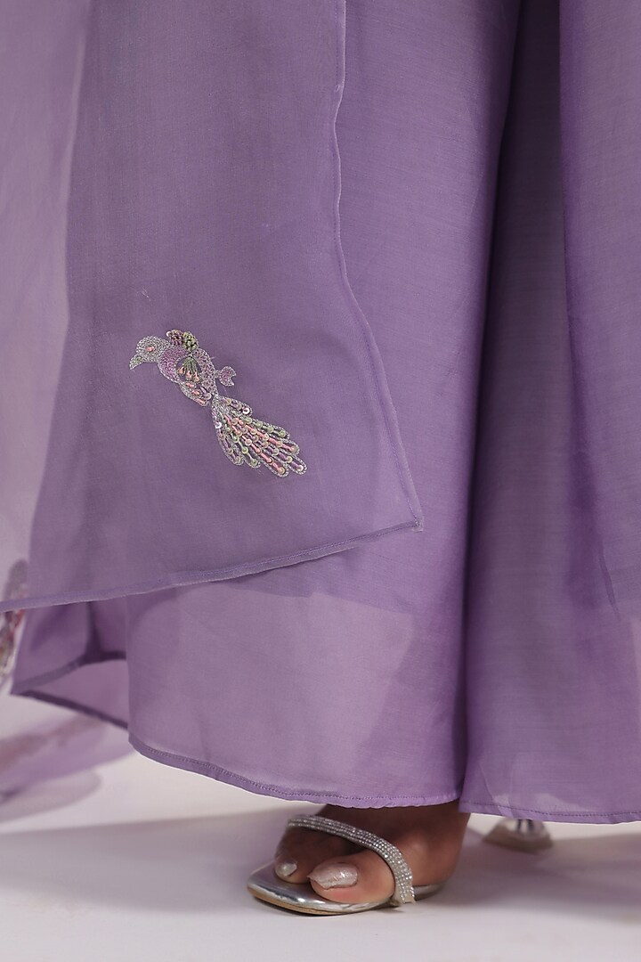 Mauve Muslin Party Wear Sharara Set by ANSHU WADHWA at Pernia's Pop Up Shop