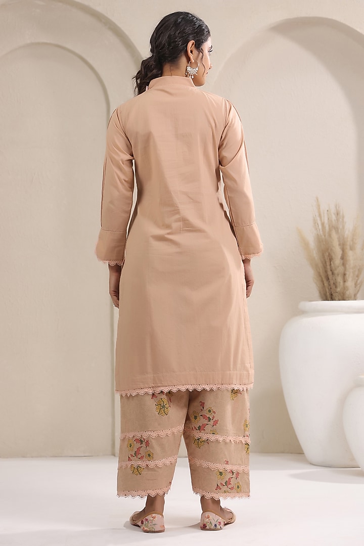 Beige Cotton A-Line Kurta Set by ANSHU WADHWA at Pernia's Pop Up Shop