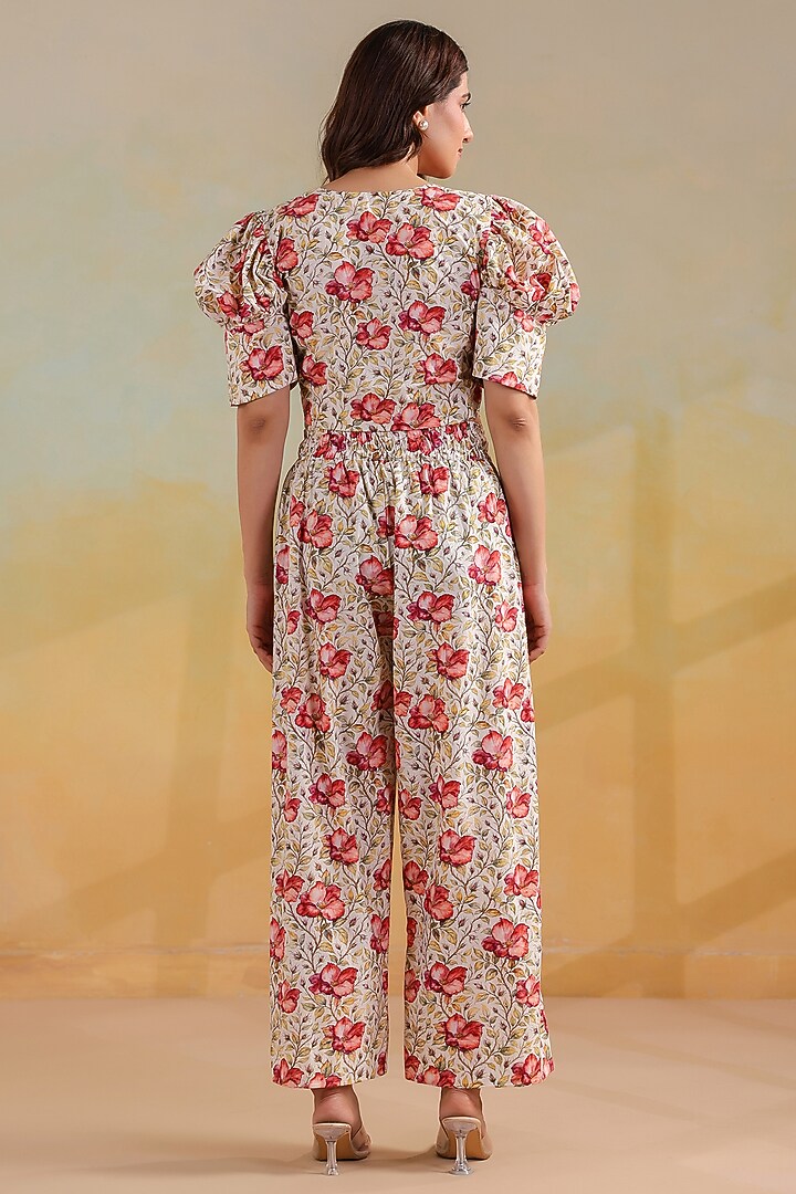Off-White & Pink Cotton Printed Co-Ord Set by ANSHU WADHWA at Pernia's Pop Up Shop