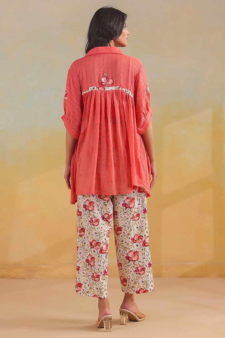 Multi-Colored Cotton Applique Embroidered Co-Ord Set by ANSHU WADHWA at Pernia's Pop Up Shop