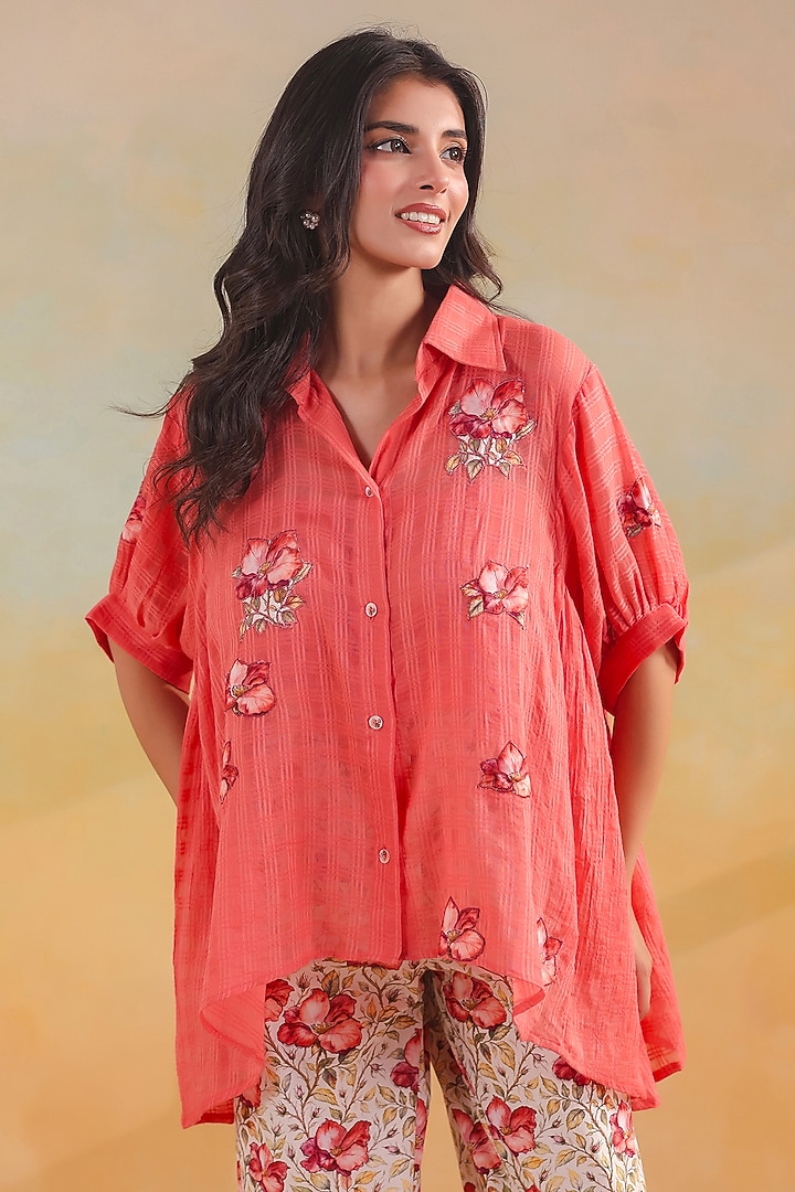 Multi-Colored Cotton Applique Embroidered Co-Ord Set by ANSHU WADHWA at Pernia's Pop Up Shop