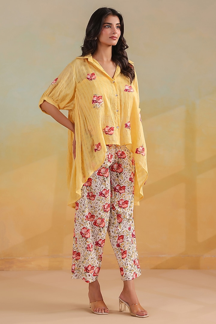 Multi-Colored Cotton Applique Embroidered Co-Ord Set by ANSHU WADHWA at Pernia's Pop Up Shop