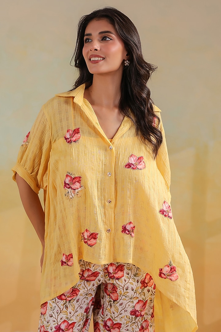 Multi-Colored Cotton Applique Embroidered Co-Ord Set by ANSHU WADHWA at Pernia's Pop Up Shop
