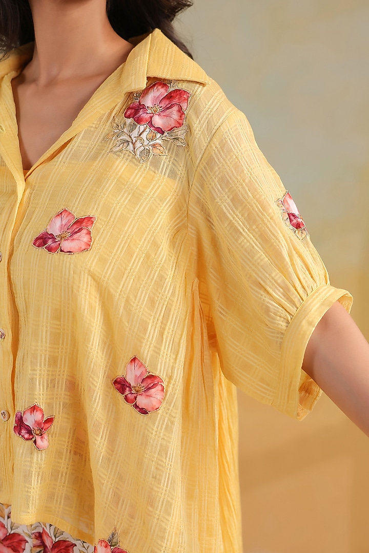 Multi-Colored Cotton Applique Embroidered Co-Ord Set by ANSHU WADHWA at Pernia's Pop Up Shop