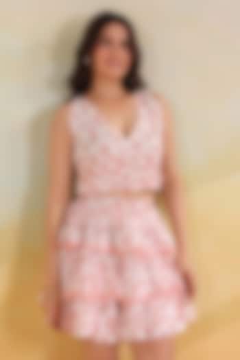 White Cotton Printed Skirt Set by ANSHU WADHWA at Pernia's Pop Up Shop