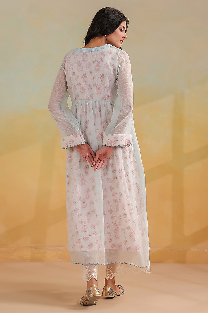 Blue Cotton Embroidered Kurta Set by ANSHU WADHWA at Pernia's Pop Up Shop